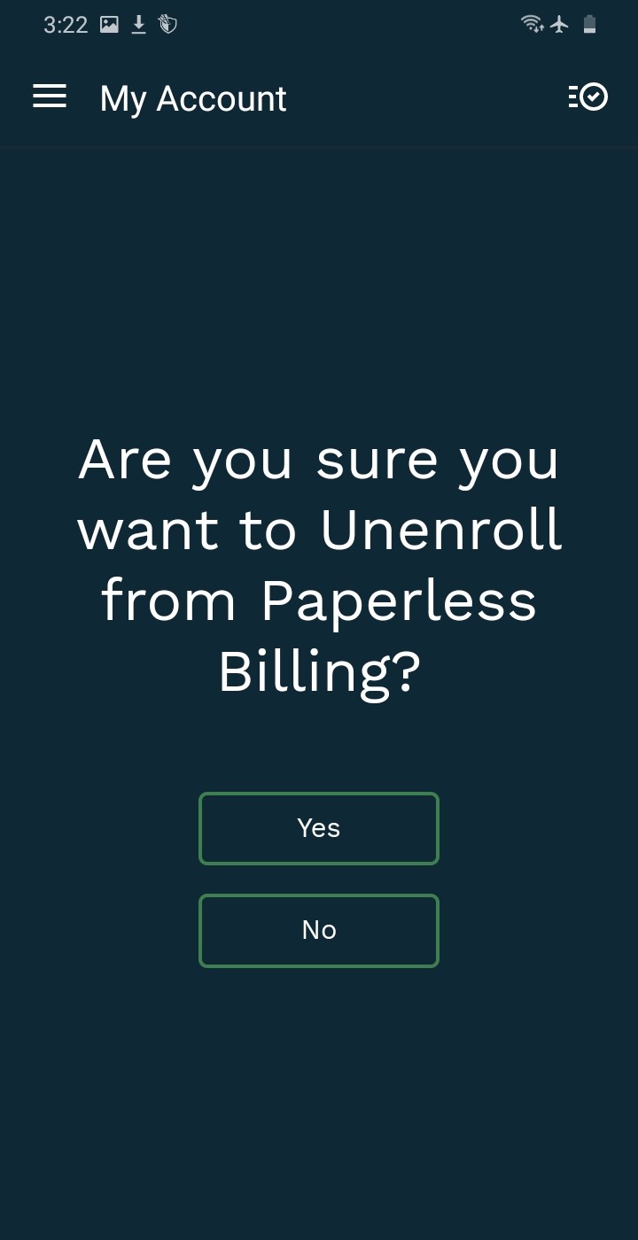 Paperless Billing - Confirm Unenrollment