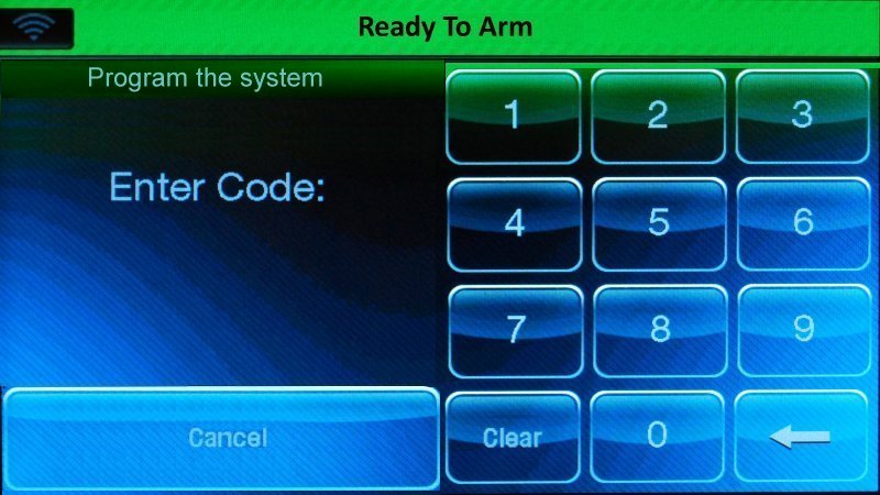 Lynx Touch screen with a keypad visible to enter the Master Code