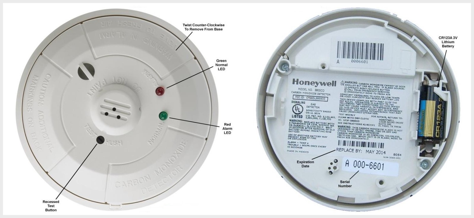 X01 Honeywell 5800CO Carbon Monoxide Details