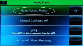 Picture of the Lynx Touch 5210 Wi-Fi Config screen with the Scan Access Points button circled