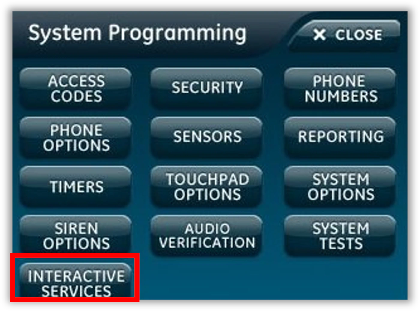 Interactive Services button
