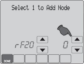 Honeywell 8320Z1000 Thermostat System Z-Wave Add Node Selection Screen