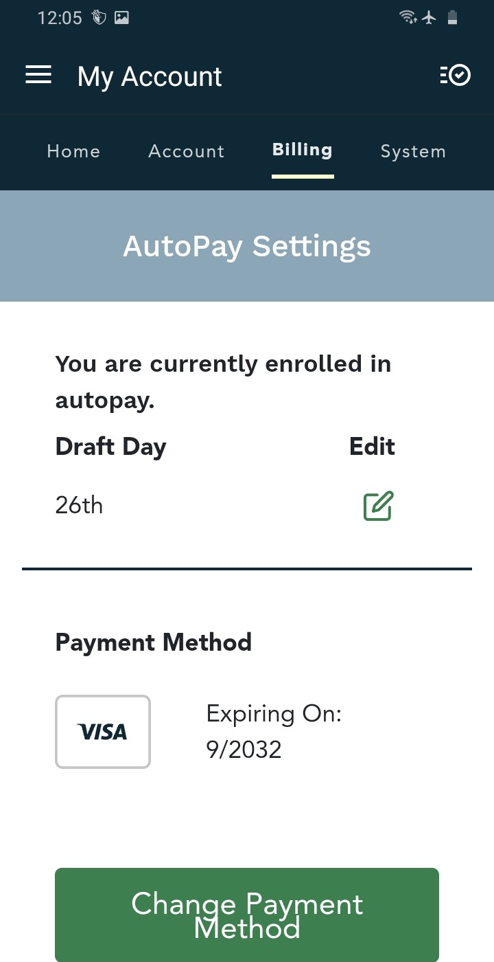 AutoPay Settings Page