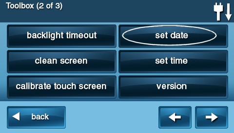 GoControl 2 Toolbox panel screen with the Set Date button circled