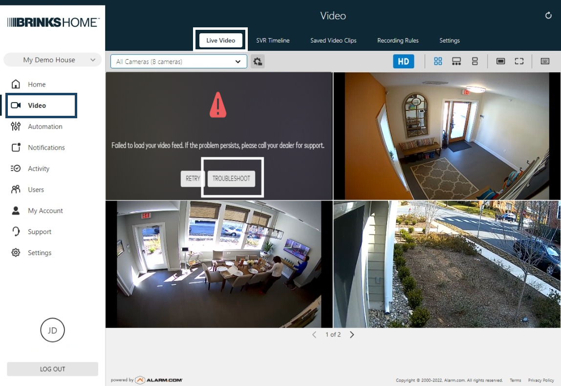 Brinks Home App Video Live Feed 2