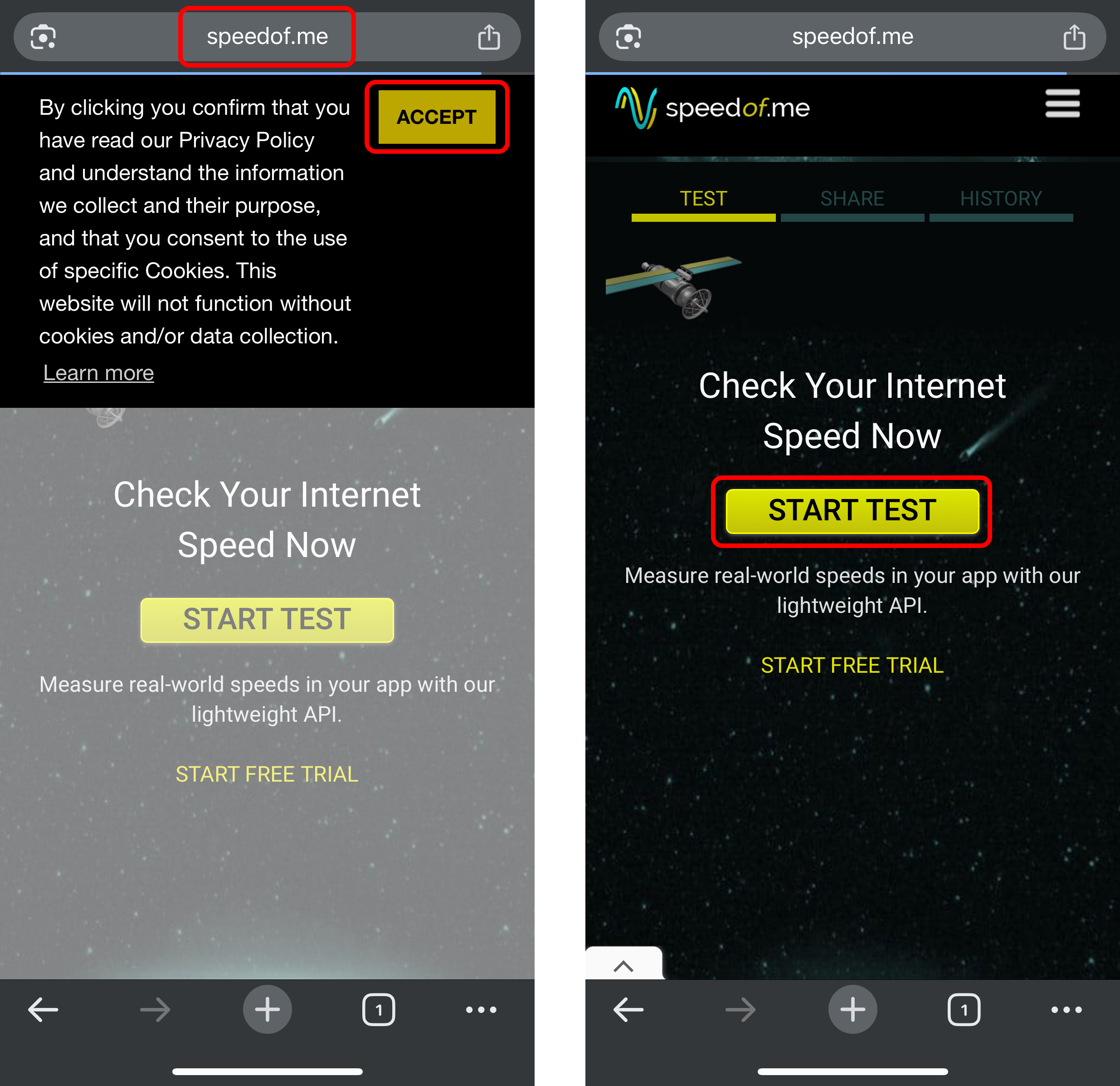 an image showing the website to test wi-fi speed