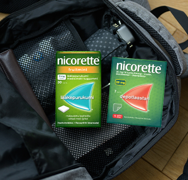 NICORETTE® -PURUKUMI ja NICORETTE®-LAASTARI pakkauksissa