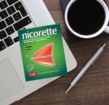 NICORETTE® -PURUKUMI ja Nicorette®-laastari pakkauksissa