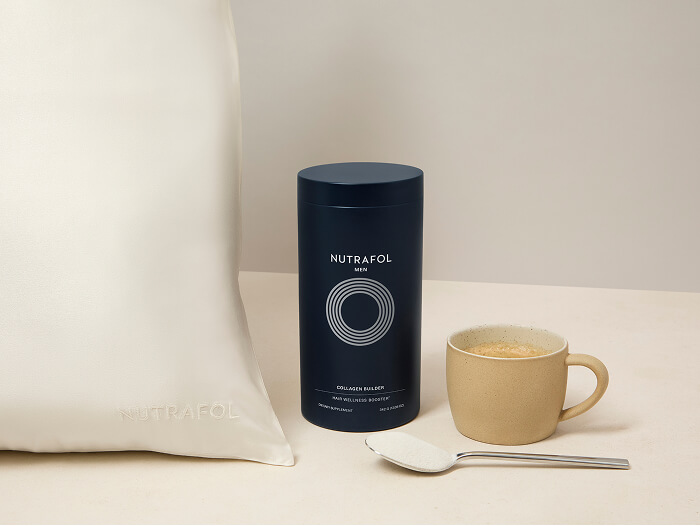 Nutrafol promotional gifts: waffle towel, wet brush, and silk scrunchie