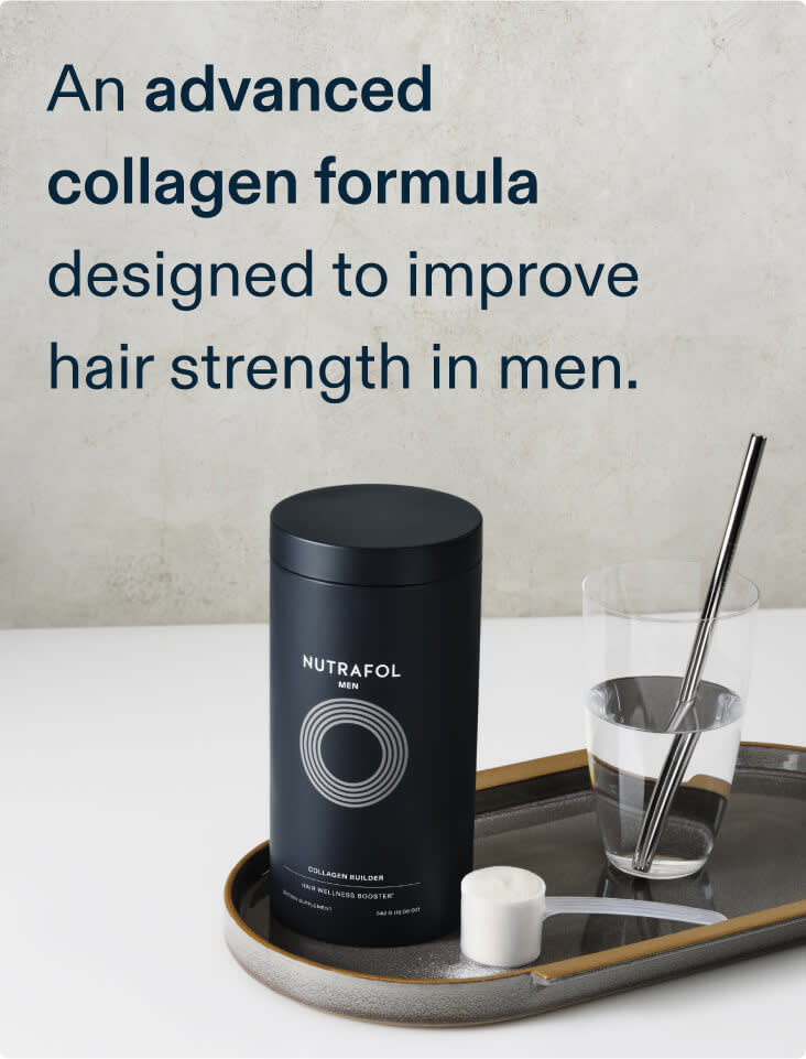 Our advanced collagen formula is designed to support hair strength in men.