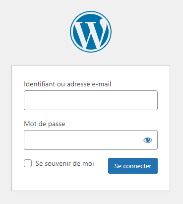 Page de connexion à l'espace d'administration WordPress