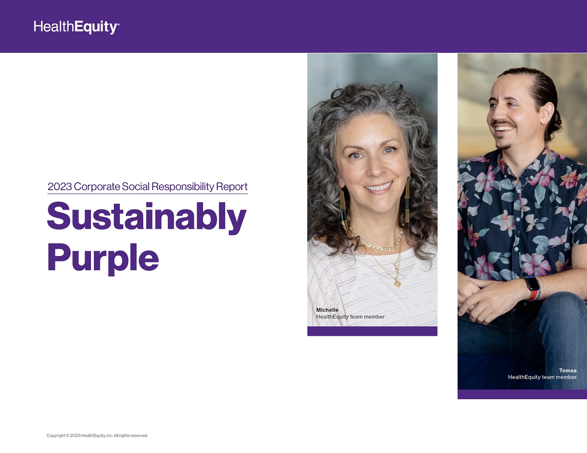 Picture of the 2023 HealthEquity corporate social responsibility report cover
