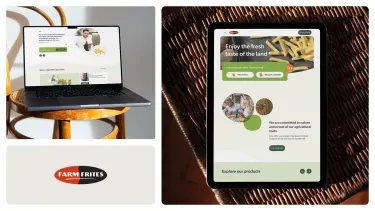 Mockups van de Farm frites global website