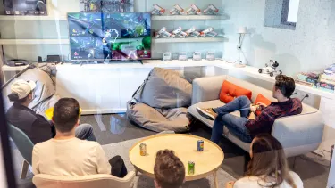 Colleagues play Mario Kart at Touchtribe