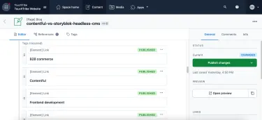 Contentful CMS content overview