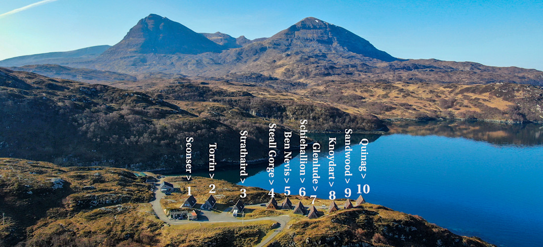 View over Quinag with lodge names x 10