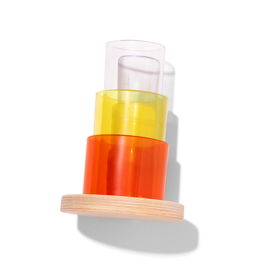 Close-up of Lovevery wooden toys showing FSC-certified beechwood and non-toxic finishes