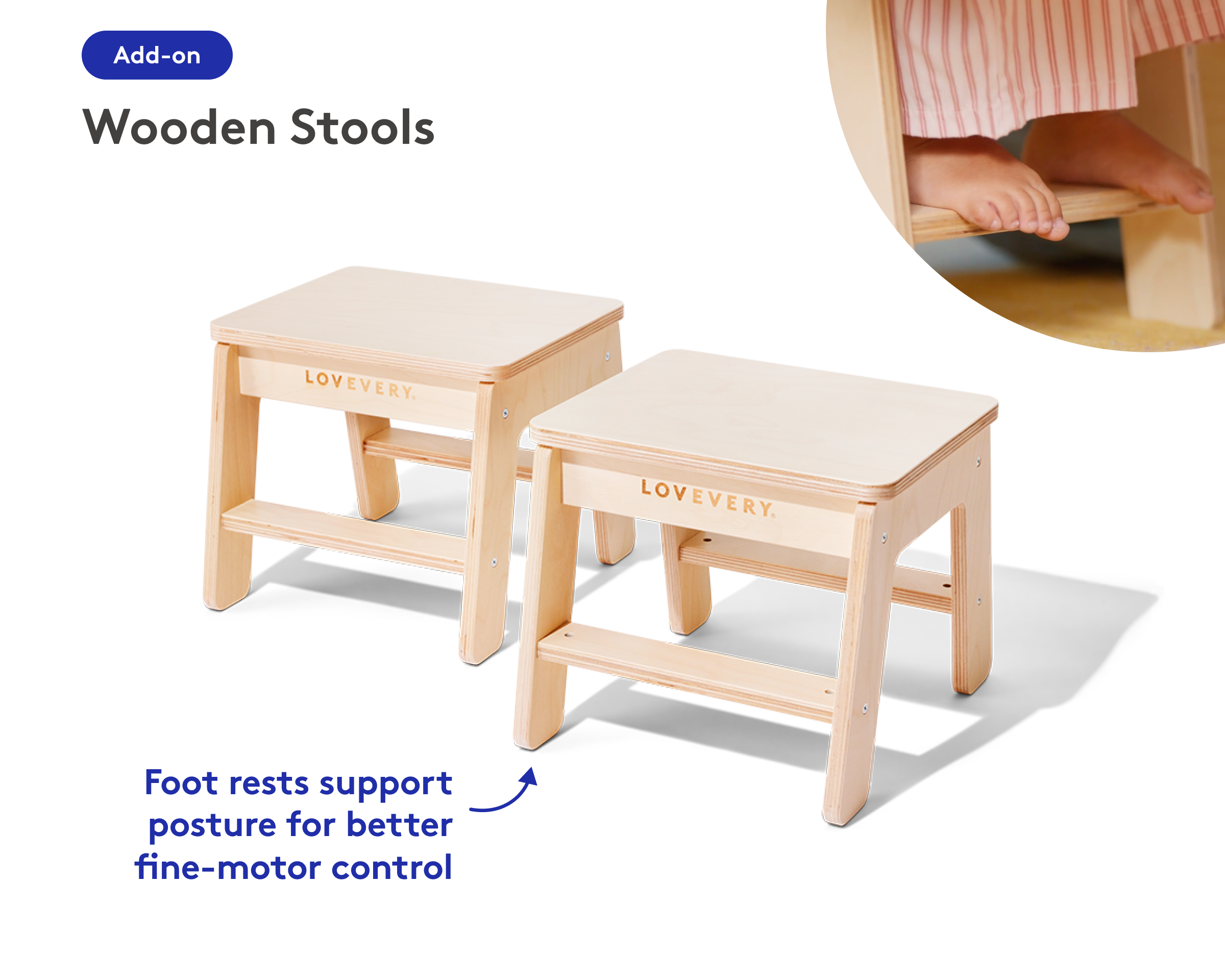 Wooden Stools, Set of 2 | Toddler Table Stools | Lovevery