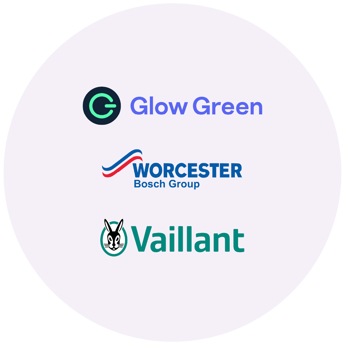 Glow Green, Worcester (Bosch group) and Valliant logos in a circle