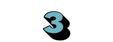 Number three in large blue font with a black shadow.
