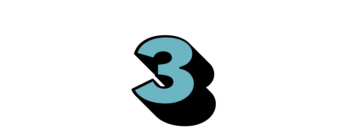 Number three in large blue font with a black shadow.