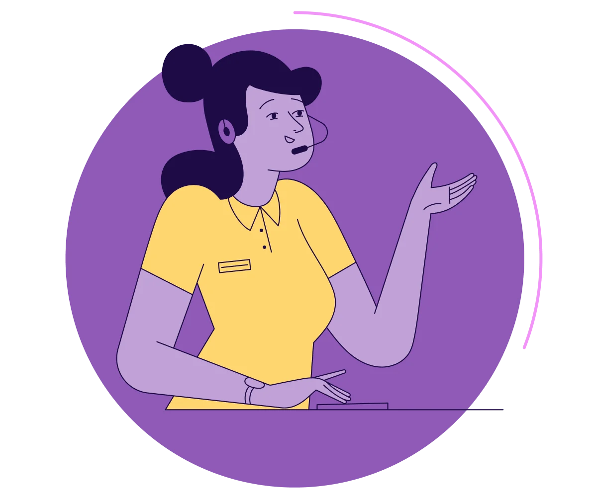 Customer service agent _purple circle background