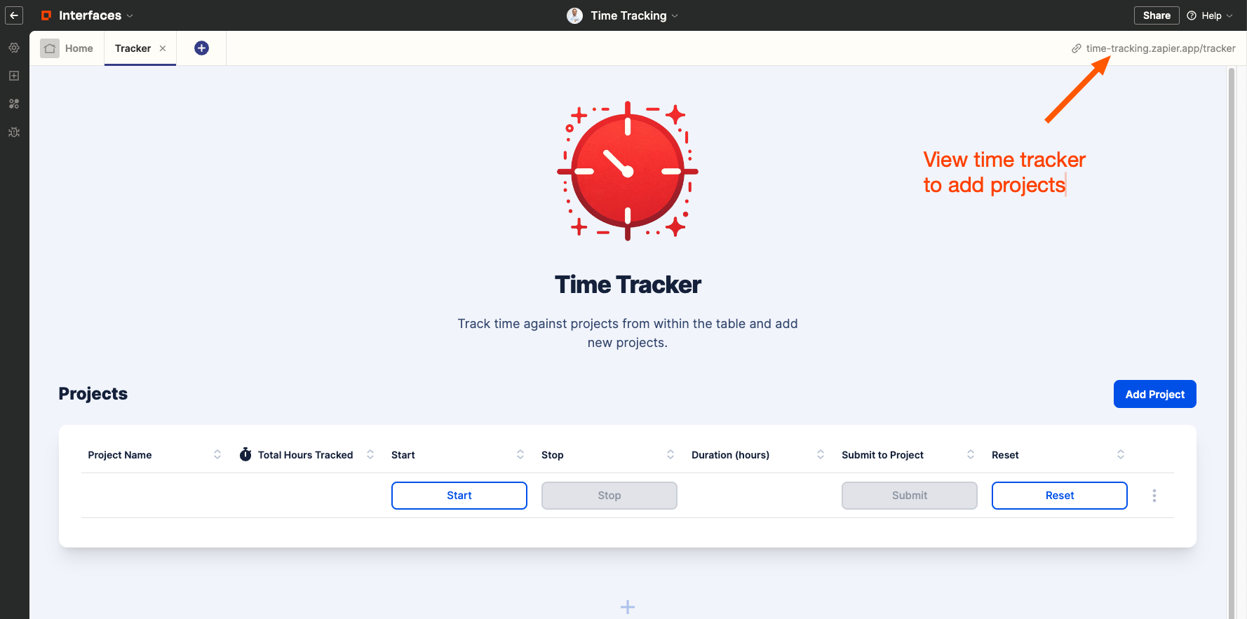 View time tracker in Interfaces