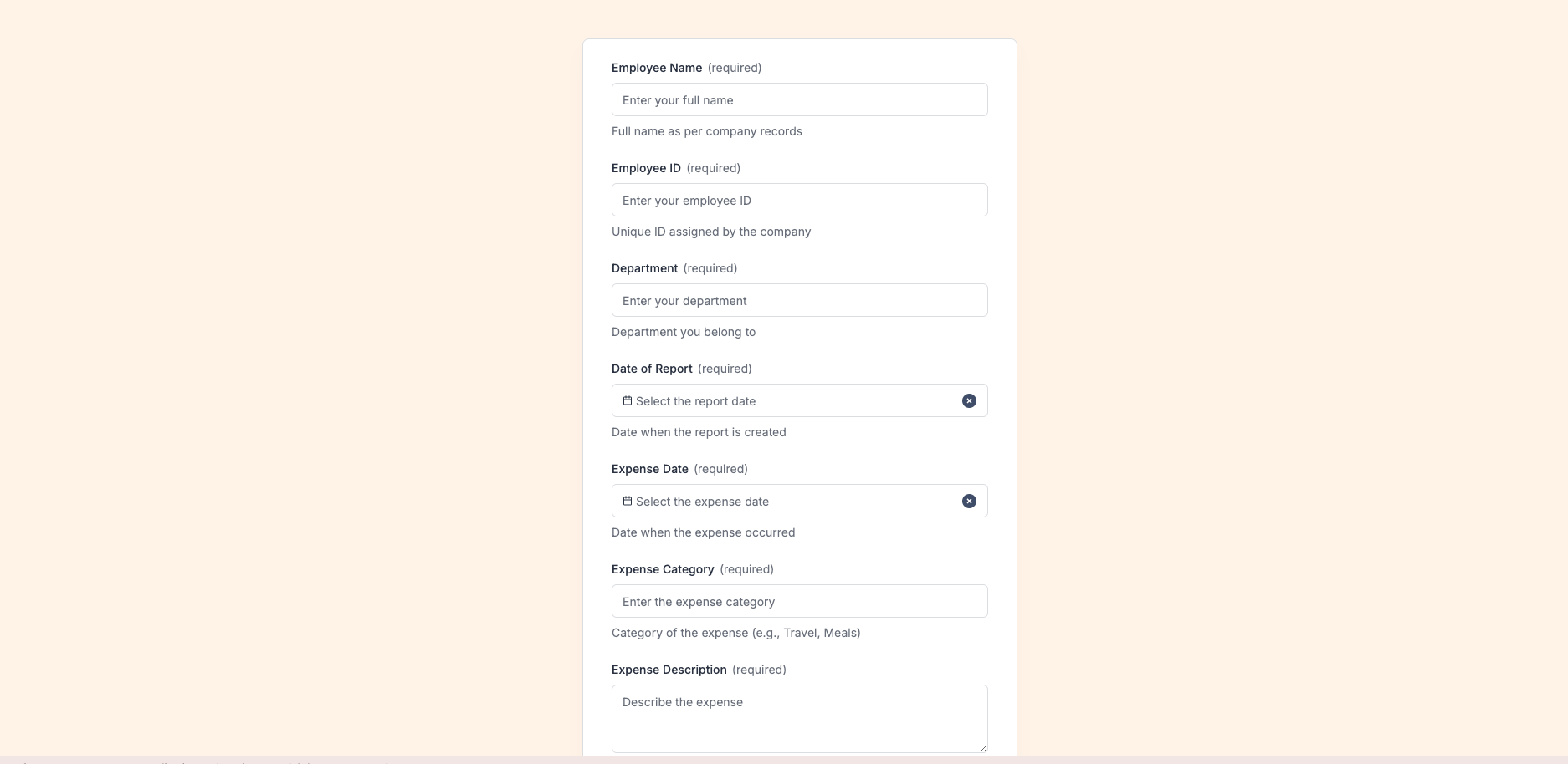 Expense Report Preview