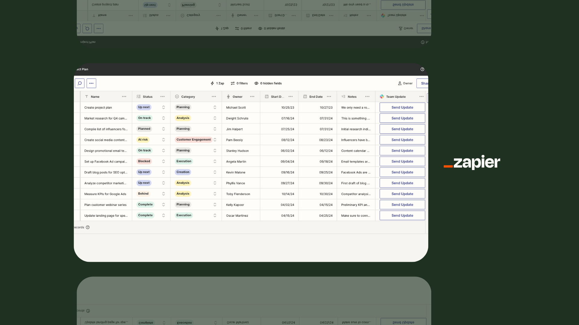 Simple Project Plan Template | Zapier Interfaces