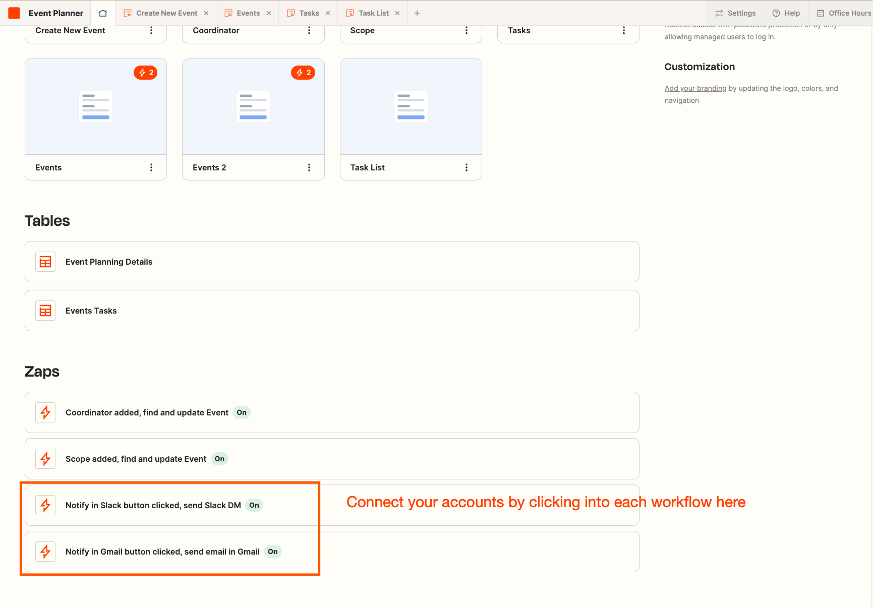 Event Planning workflows