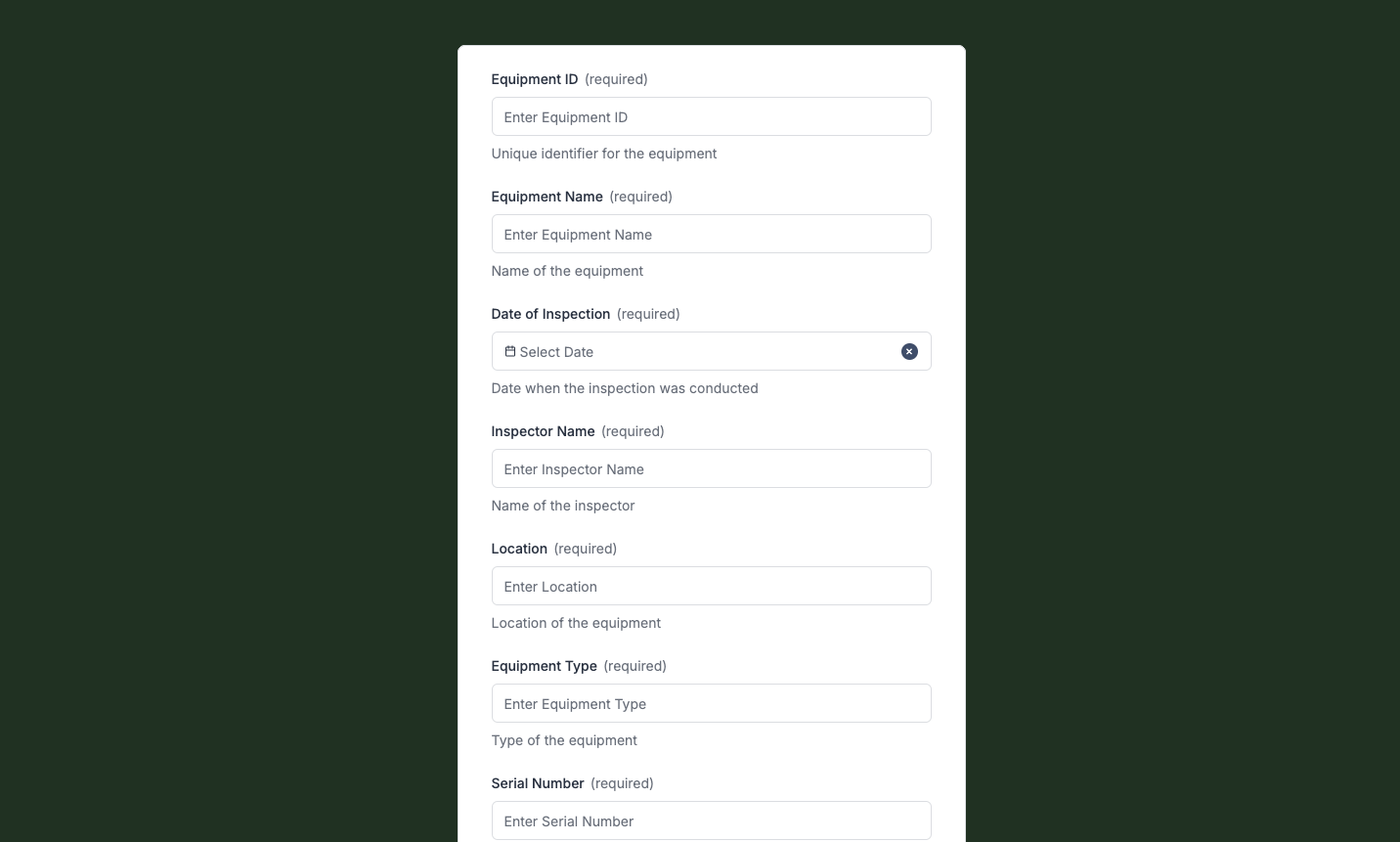 Checklist Form Preview