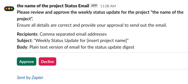 Slack Approval Message