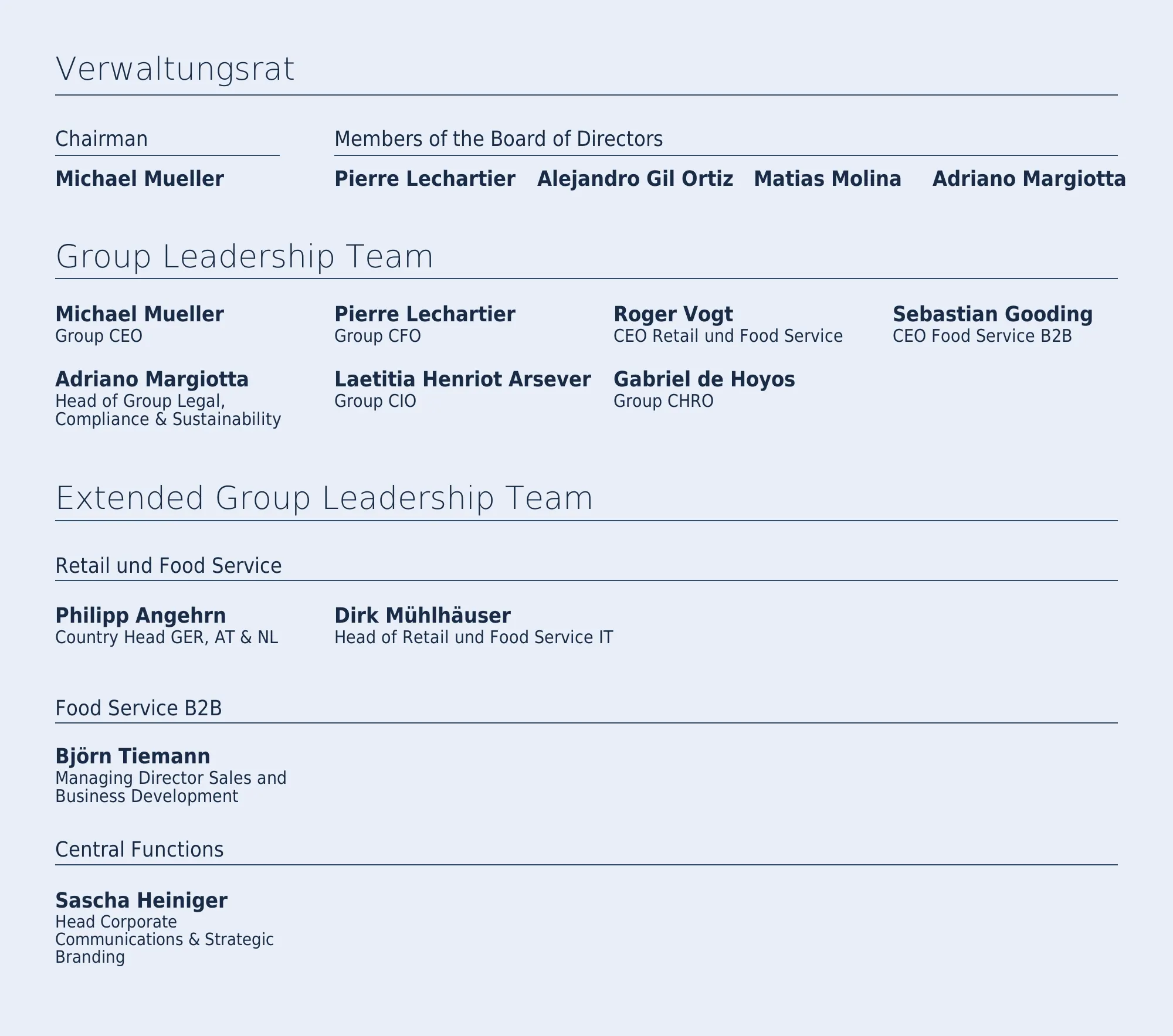Organisation chart of the Valora Group