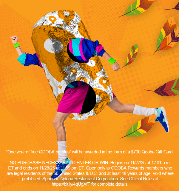 Qdoba turkey trot sweepstakes burrito runner
