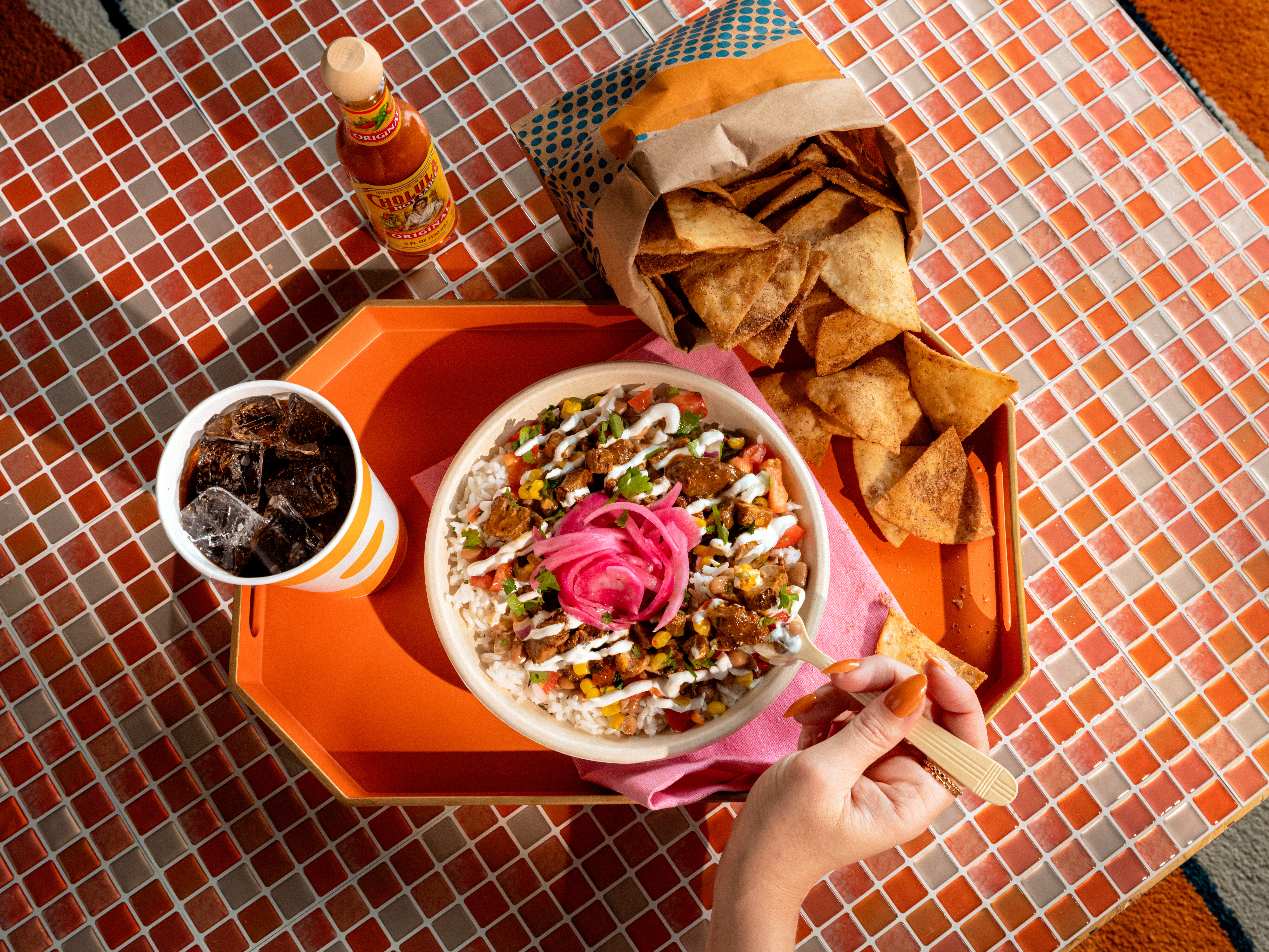 QDOBA Tequila Lime Steak and Churro Chips