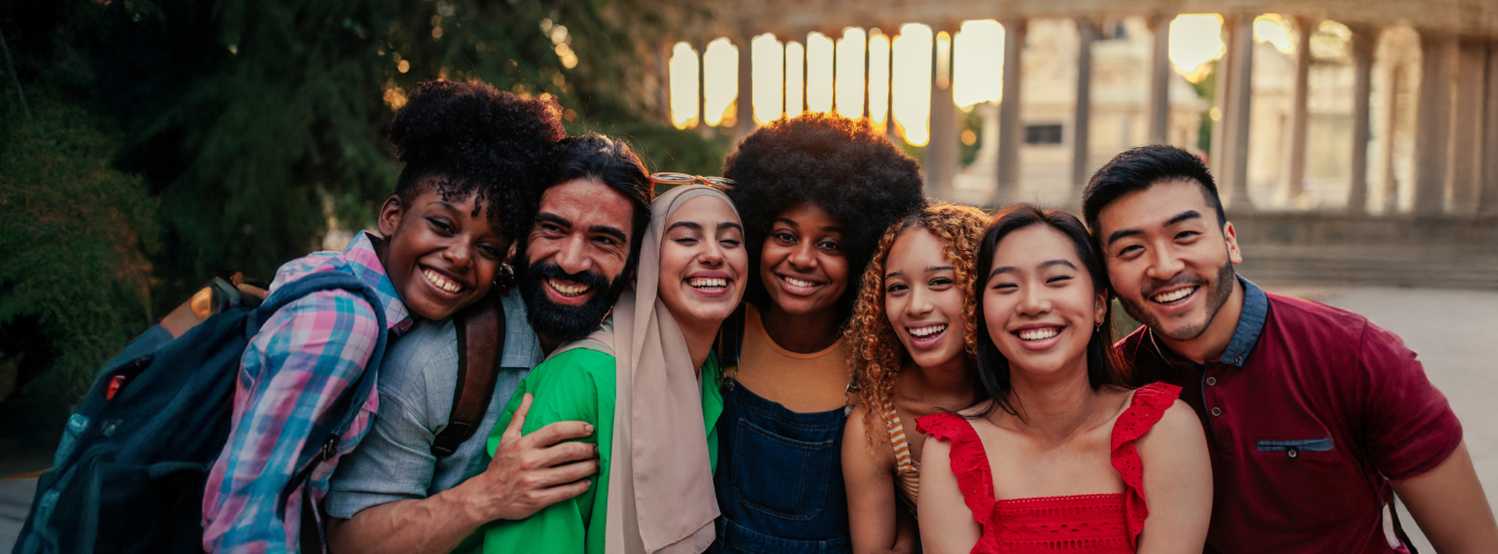 A group of people smiling