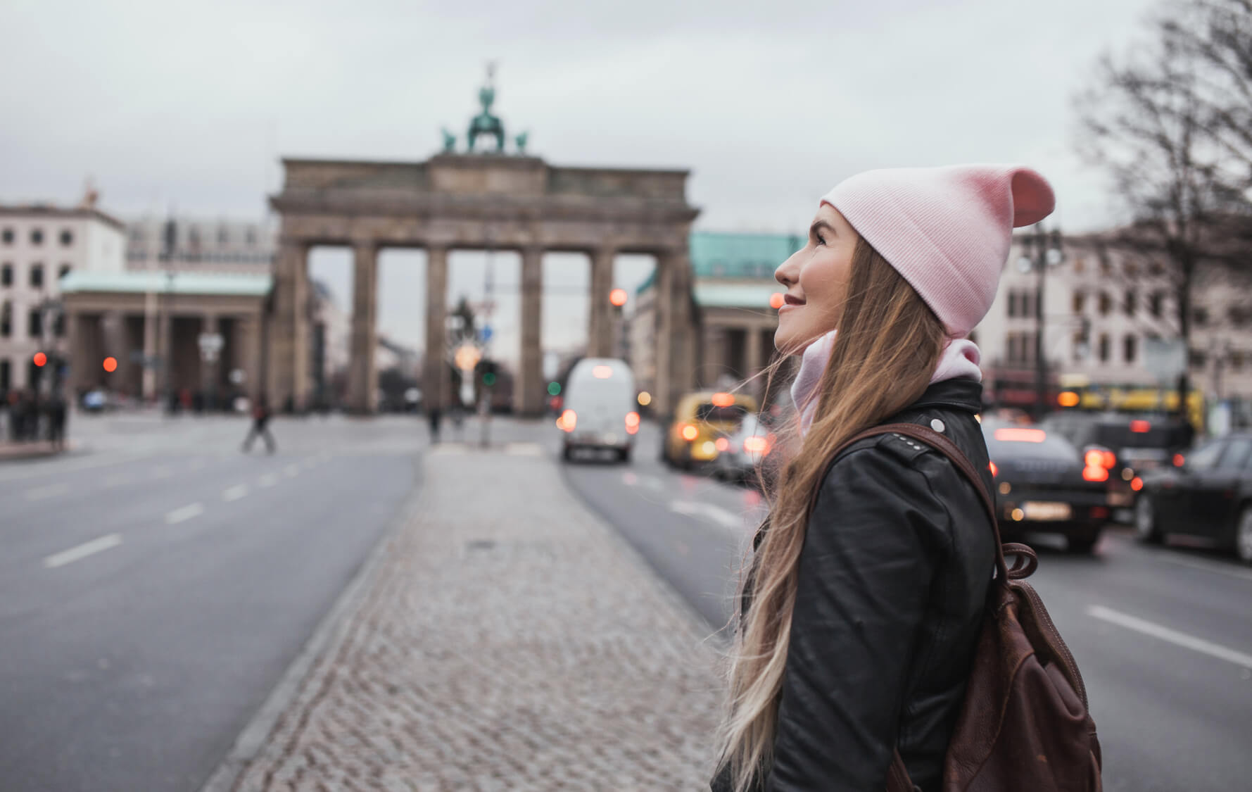 Girl in Berlin at Brandenburg Gate