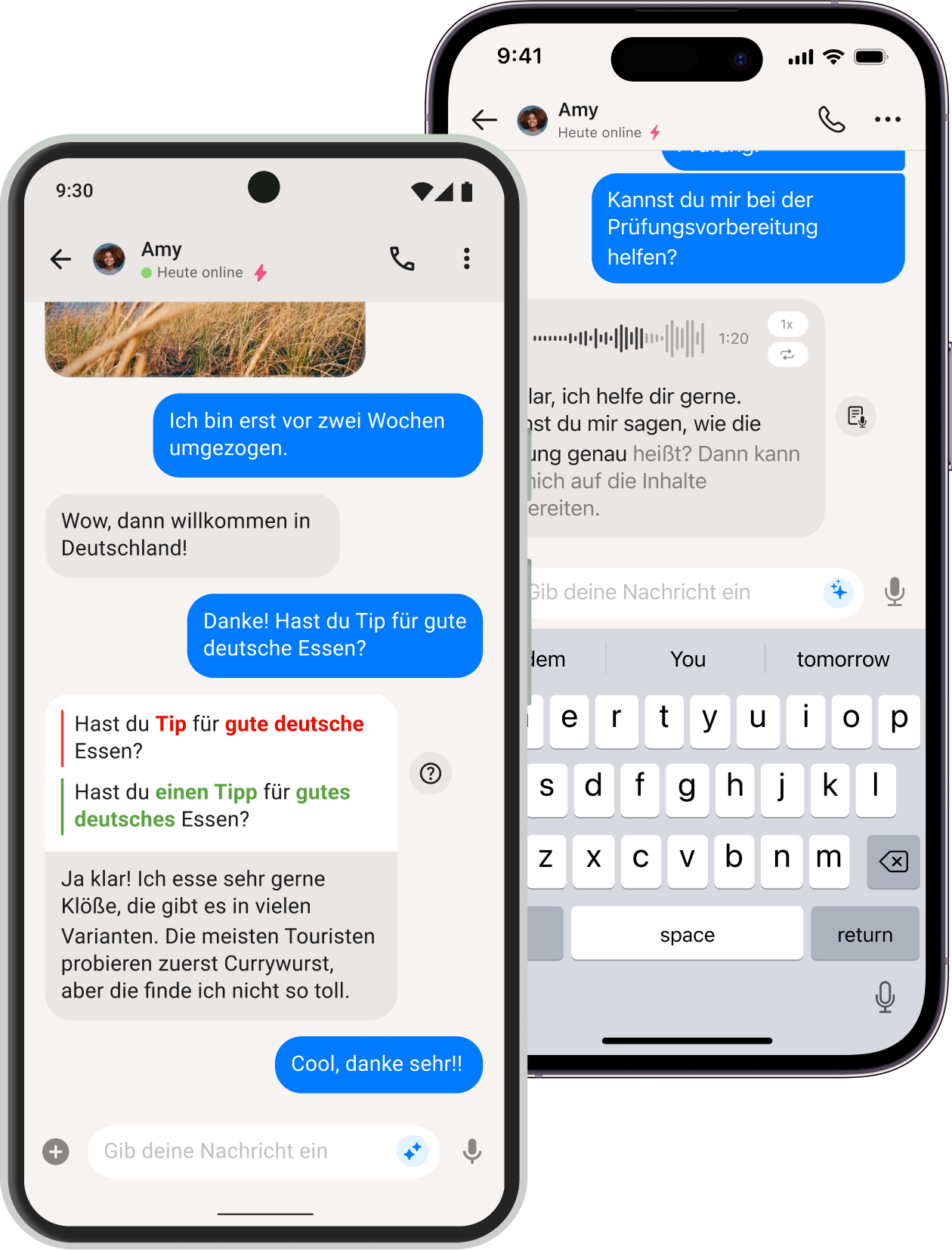 Tandem Chat auf zwei Smartphones