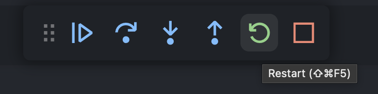 Top bar of debugging icons