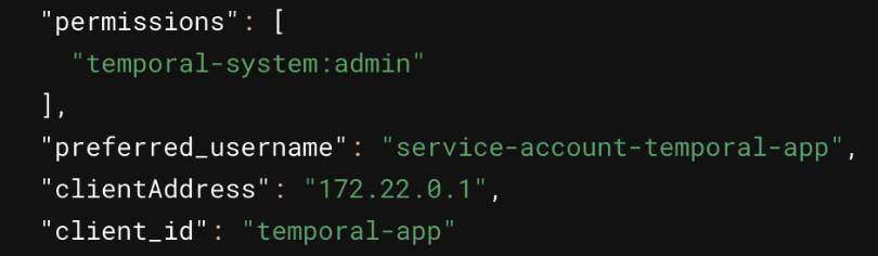 Permissions for the client temporal-app