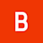 White letter B centered on a bright orange-red square background