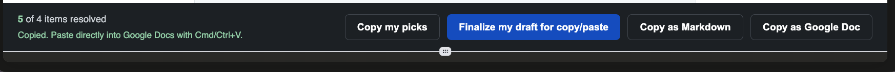 The assistant lets you take your finalized draft to wherever you prefer to write.