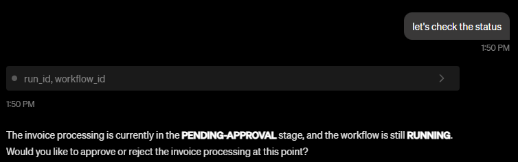 Goose checking the status of the the invoice process for me