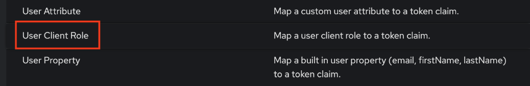 User Client Role tab