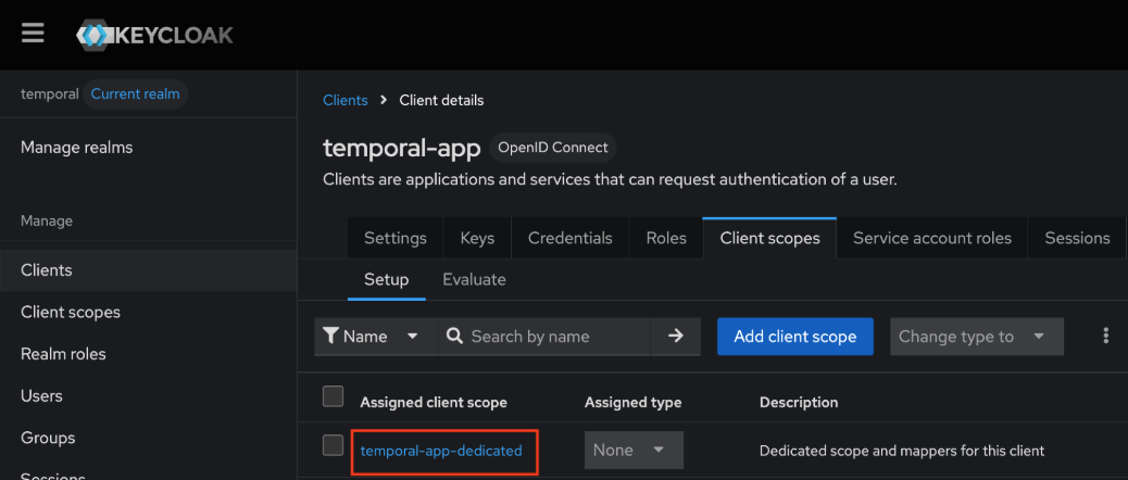 Client details tab