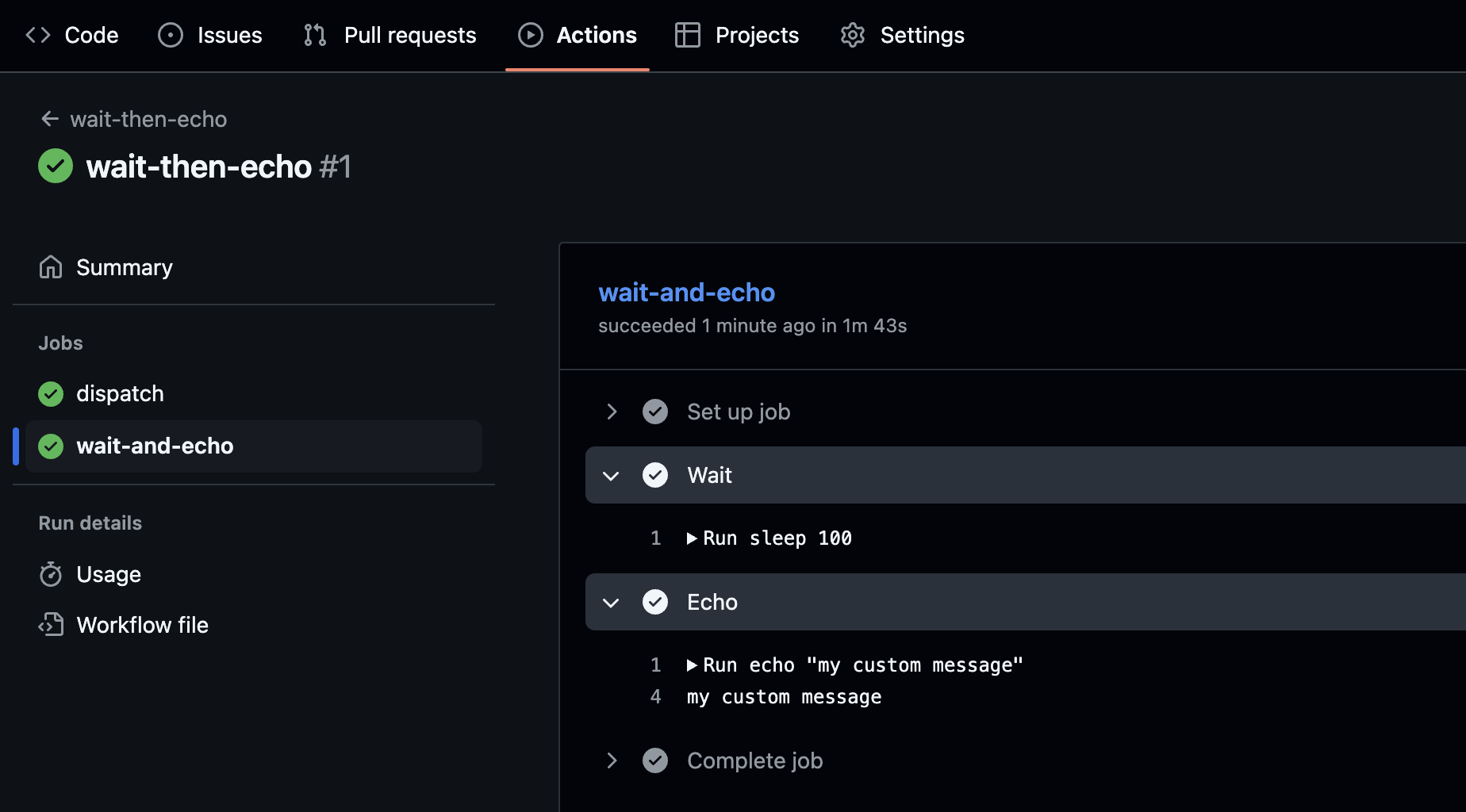 Repository Action tab