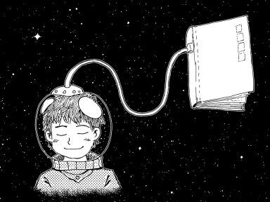 Astronaut and book