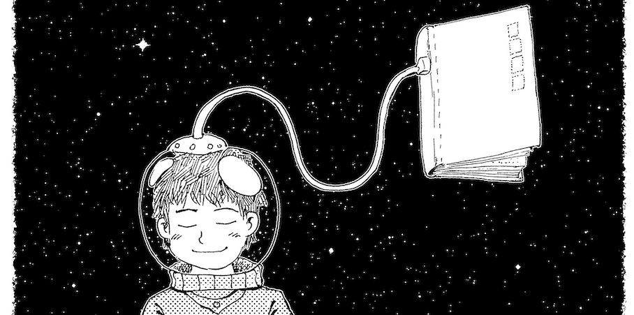 Astronaut attached to Book