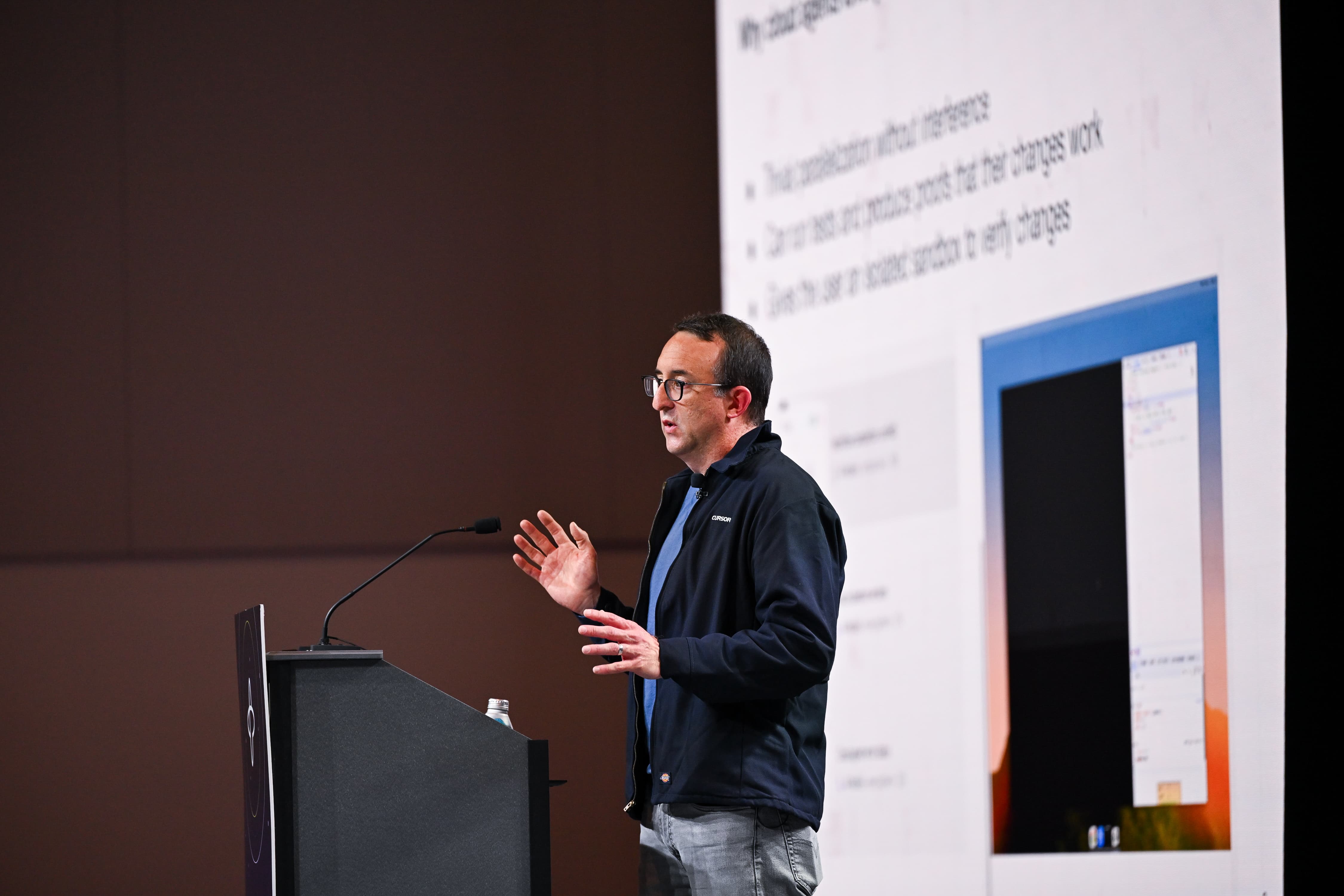 Cursor talking at Replay 2026 about AI agents
