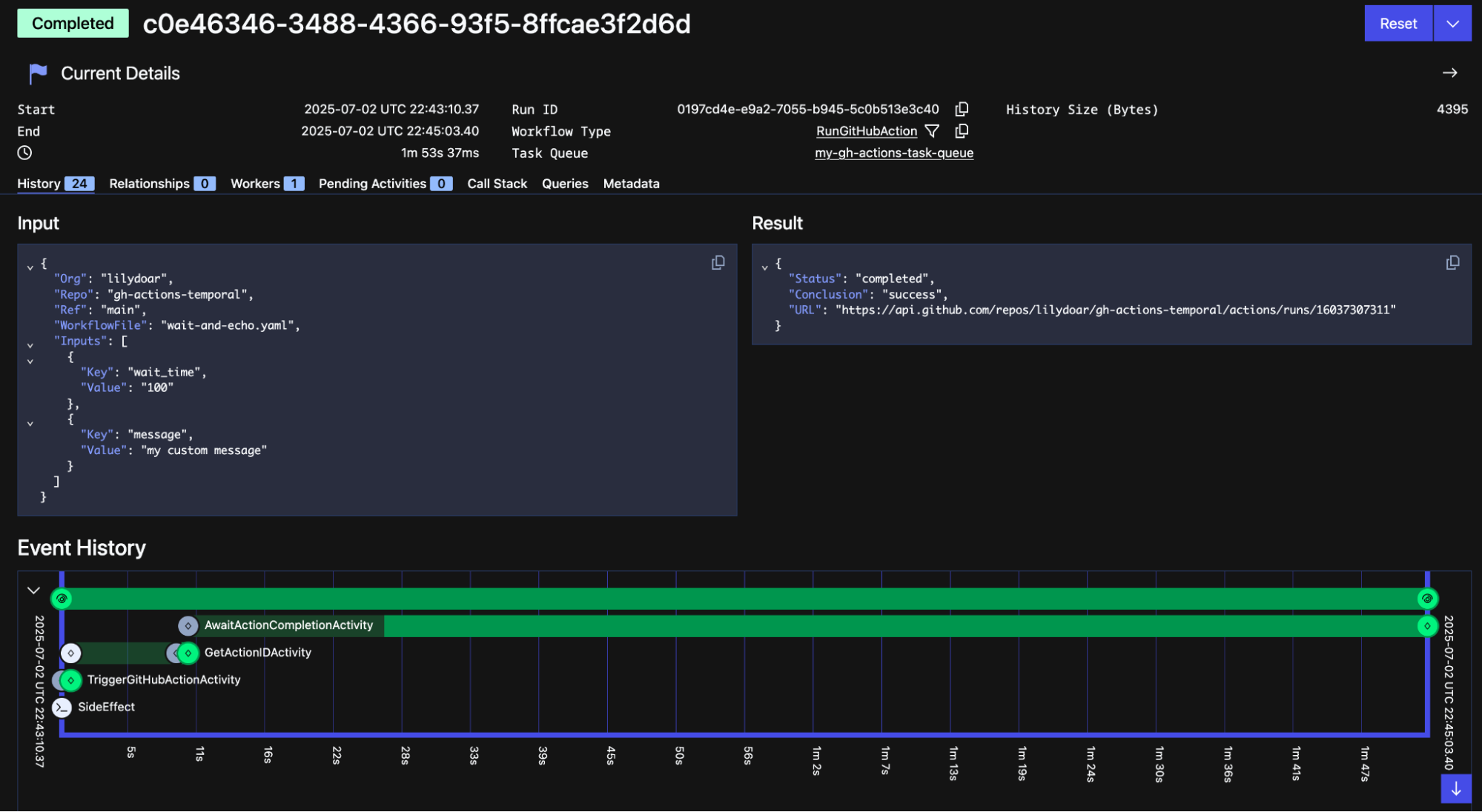 Temporal Web UI Workflow